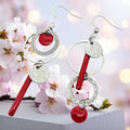 Boucles d'oreilles asymétriques sequins émaillés rouge – acier inoxydable