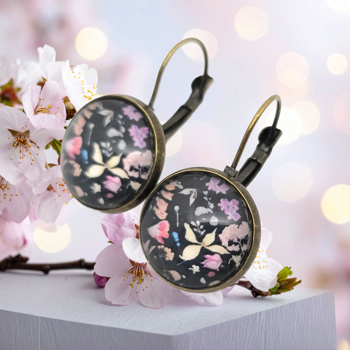 Boucles d'oreilles cabochon Liberty