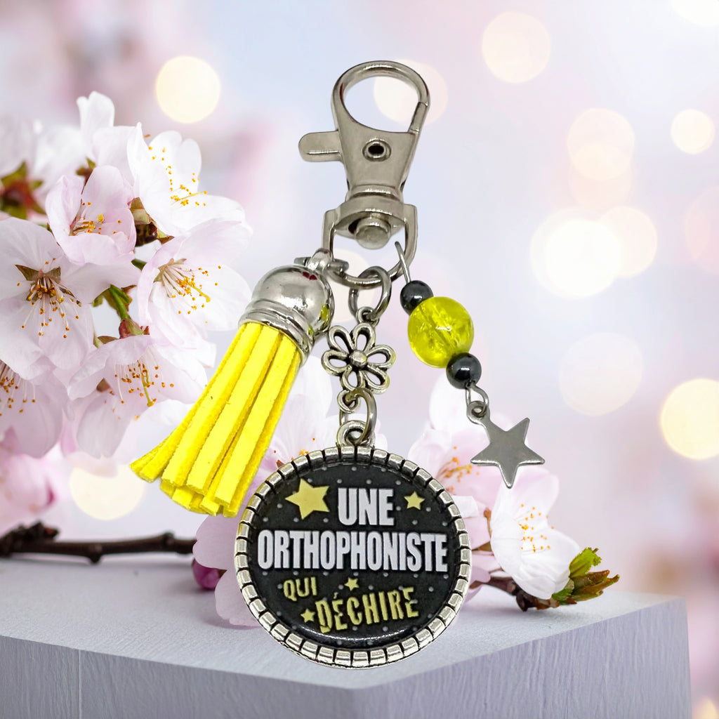 Porte-clés bijou de sac "Une orthophoniste qui déchire"