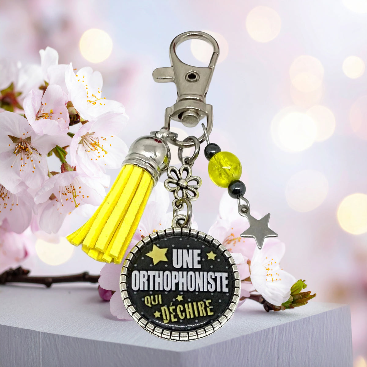 Porte-clés bijou de sac "Une orthophoniste qui déchire"