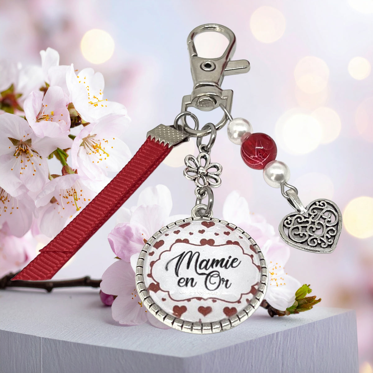 Porte-clés bijou de sac "Mamie en or"