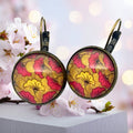 Boucles d'oreilles cabochon wax rouge et jaune